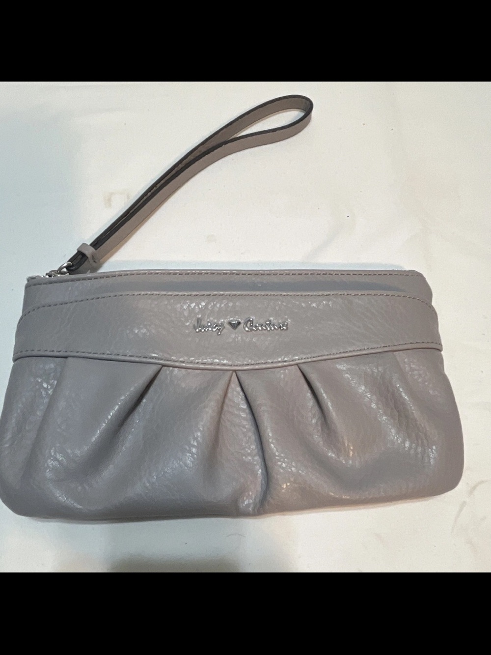Juicy Couture Light Gray Pleated Wristlet Clutch
